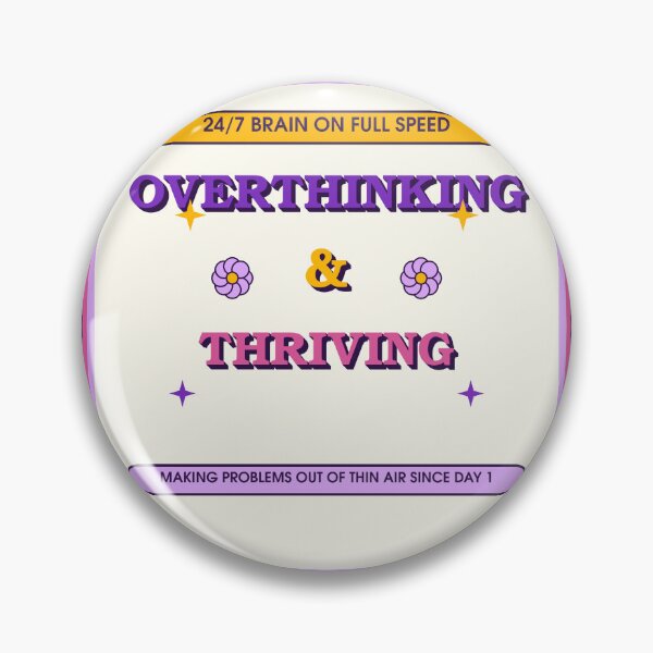 Item preview, Overthinking and Thriving Retro 70s Floral Typography Sticker designed and sold by DelfisArt.