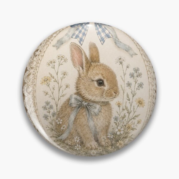 Item preview, Vintage Bunny with Blue Bow Cottagecore Floral designed and sold by Luxnox.