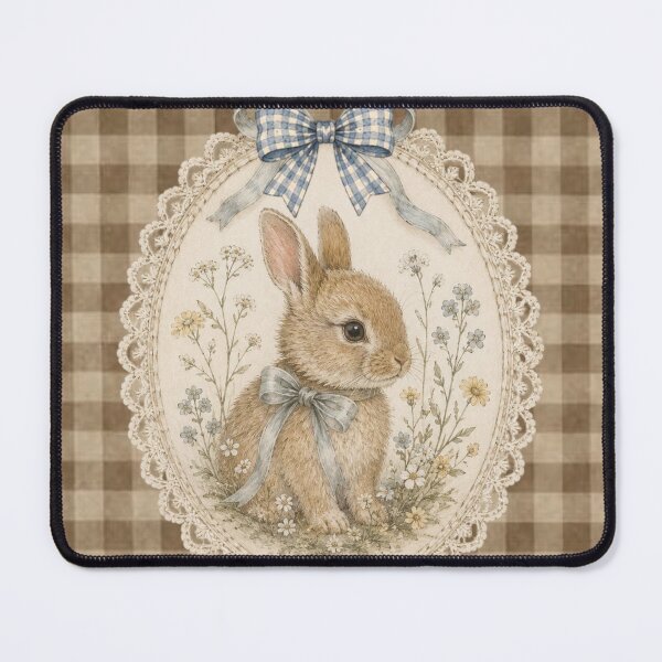 Item preview, Vintage Bunny with Blue Bow Cottagecore Floral designed and sold by Luxnox.
