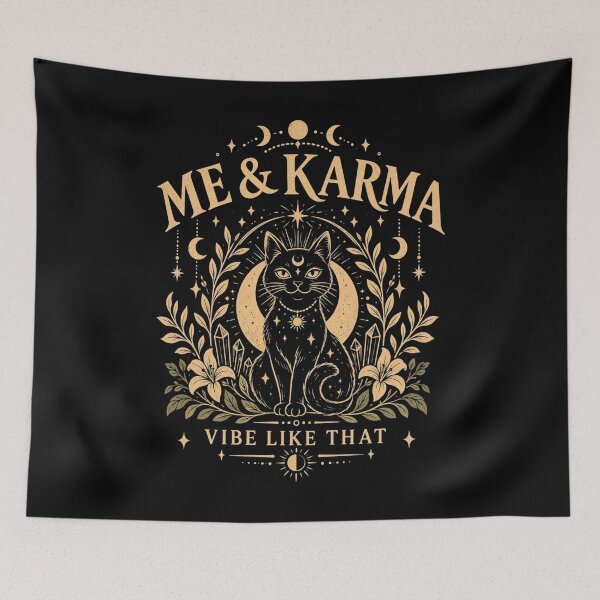 Item preview, Me and Karma Vibe Like That, Funny Cat Quote, Minimalist Cat, Cozy Casual Pullover, Cute Cat Lover, Gift for Women designed and sold by Cchotlan.