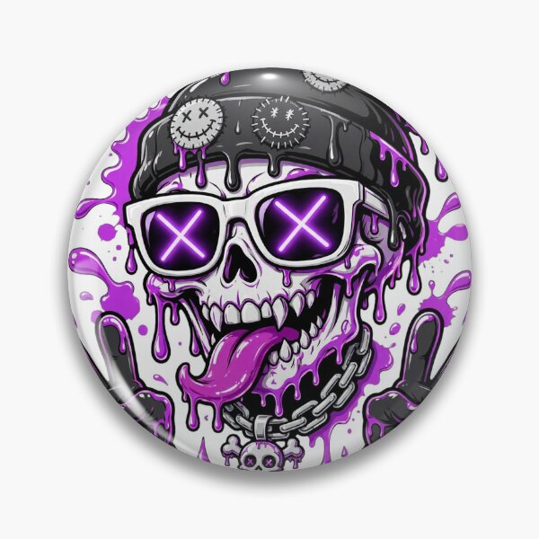Item preview, Melting Skull Neon Purple Drip - Graffiti Streetwear Art designed and sold by VYBE DARK Studio.