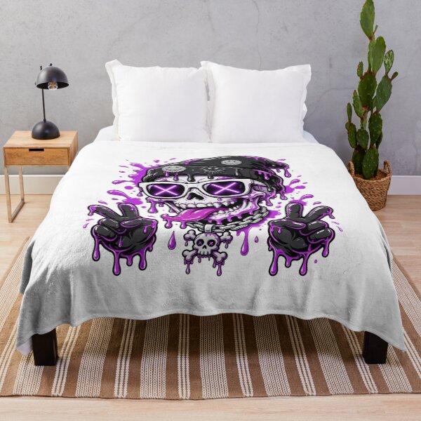 Item preview, Melting Skull Neon Purple Drip - Graffiti Streetwear Art designed and sold by VYBE DARK Studio.