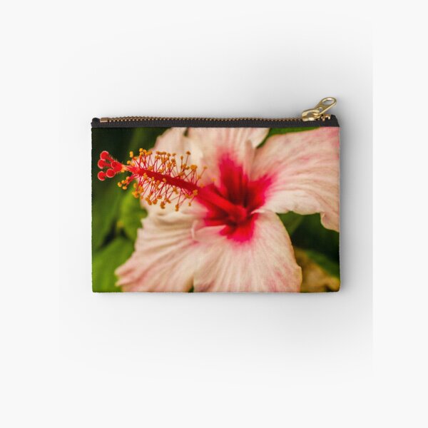 Item preview, Close-Up Hibiscus Flower With Pink Petals and Red Center in Tropical Garden designed and sold by Nmallia.