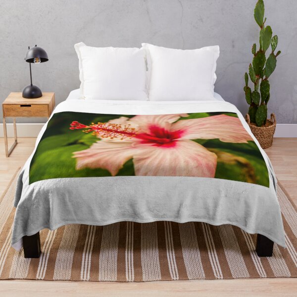 Item preview, Close-Up Hibiscus Flower With Pink Petals and Red Center in Tropical Garden designed and sold by Nmallia.