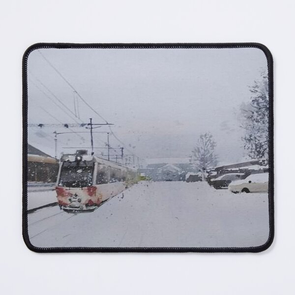 Item preview, Watercolor Tram in Heavy Snow Landscape designed and sold by SlavaArt.