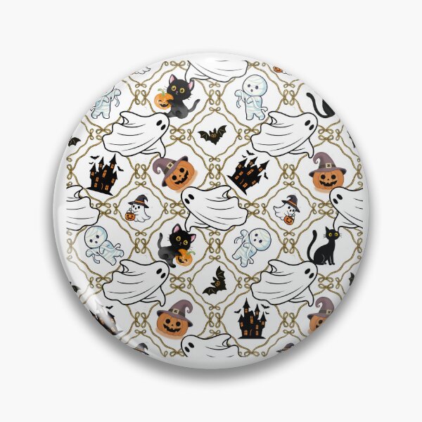 Item preview, Spooky Cute Halloween Ghosts Pumpkins Lattice Seamless Pattern designed and sold by Sasitee.