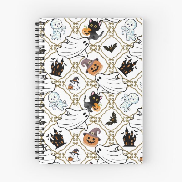 Item preview, Spooky Cute Halloween Ghosts Pumpkins Lattice Seamless Pattern designed and sold by Sasitee.