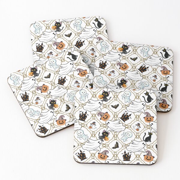 Item preview, Spooky Cute Halloween Ghosts Pumpkins Lattice Seamless Pattern designed and sold by Sasitee.