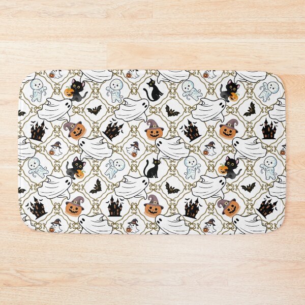 Item preview, Spooky Cute Halloween Ghosts Pumpkins Lattice Seamless Pattern designed and sold by Sasitee.
