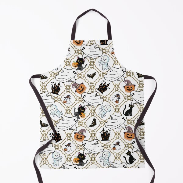 Item preview, Spooky Cute Halloween Ghosts Pumpkins Lattice Seamless Pattern designed and sold by Sasitee.