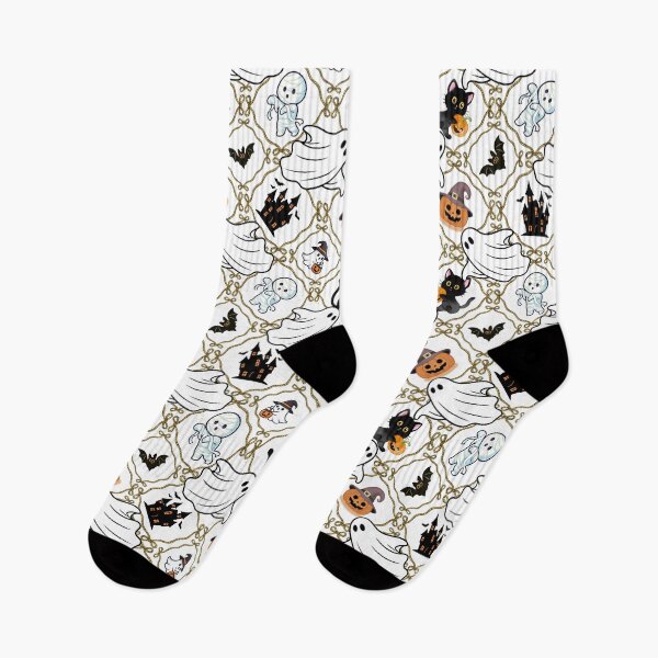 Item preview, Spooky Cute Halloween Ghosts Pumpkins Lattice Seamless Pattern designed and sold by Sasitee.
