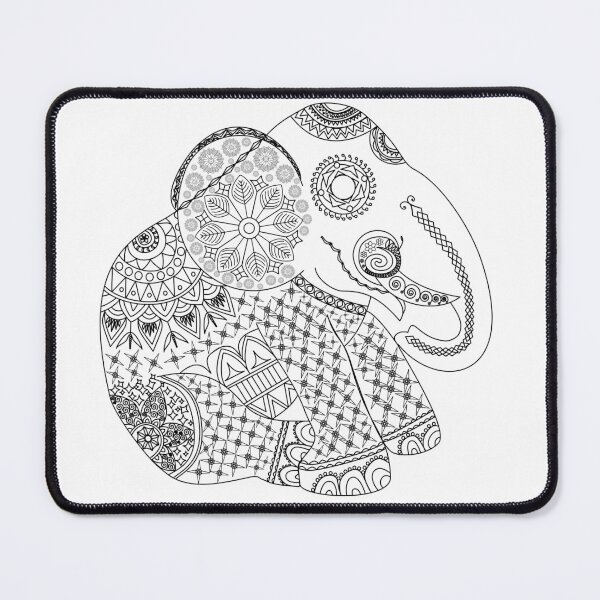 Item preview, Ornate Tribal Elephant Mandala Line Art designed and sold by ArtBySaMandala.