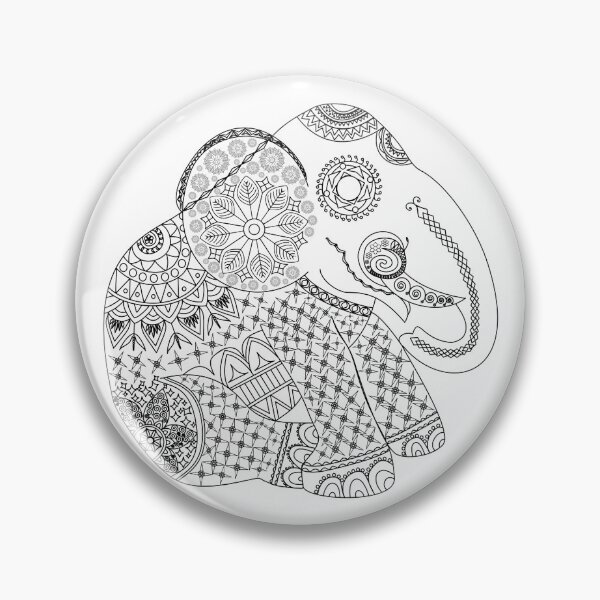 Item preview, Ornate Tribal Elephant Mandala Line Art designed and sold by ArtBySaMandala.