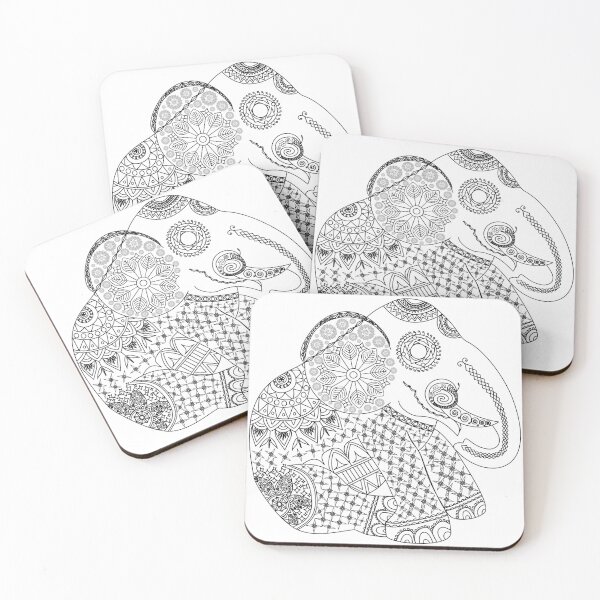 Item preview, Ornate Tribal Elephant Mandala Line Art designed and sold by ArtBySaMandala.