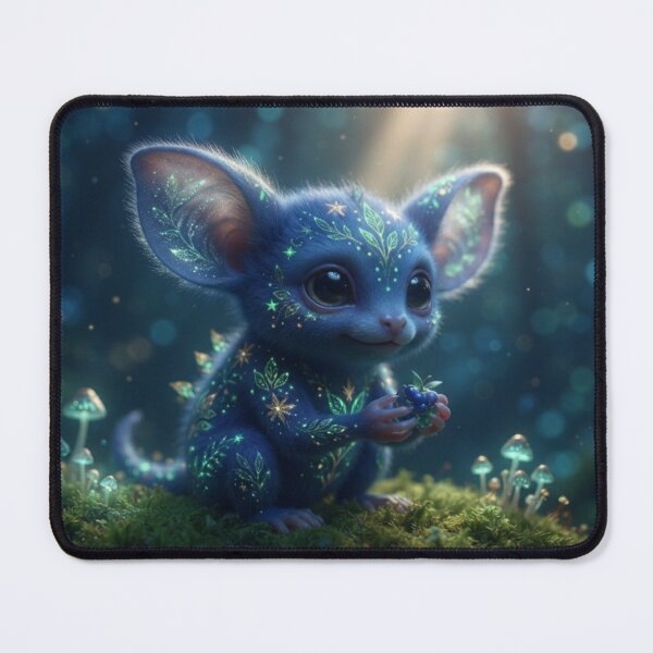 Item preview, Small, luminous blue creature - a fantastic animal in an enchanted forest designed and sold by Malisa345.