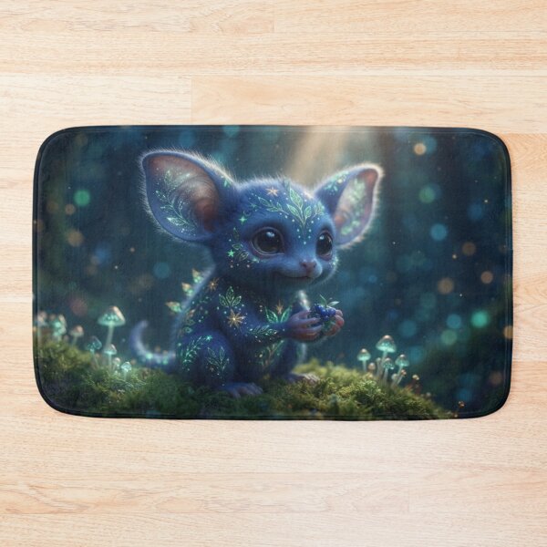 Item preview, Small, luminous blue creature - a fantastic animal in an enchanted forest designed and sold by Malisa345.