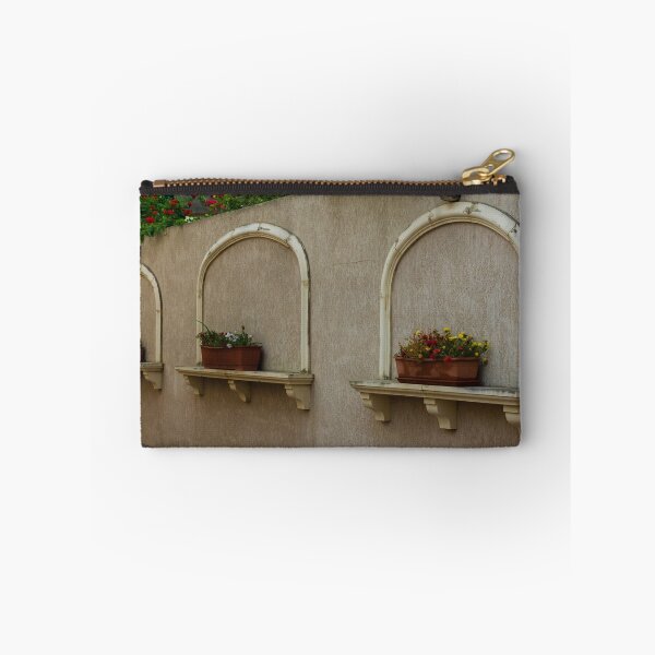Item preview, Decorative Wall With Arched Niches and Flower Boxes Along Beige Exterior designed and sold by Nmallia.