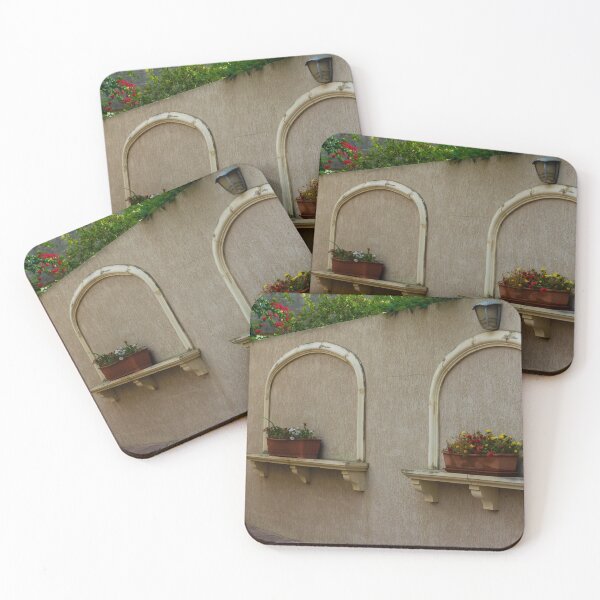 Item preview, Decorative Wall With Arched Niches and Flower Boxes Along Beige Exterior designed and sold by Nmallia.