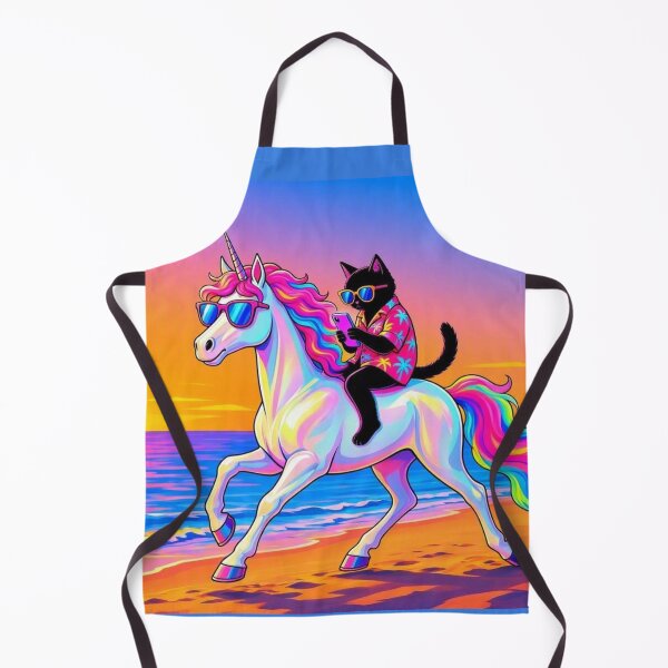Item preview, Cool Cat Riding Unicorn – Sunset Beach Fantasy Illustration designed and sold by Dogandesighn.