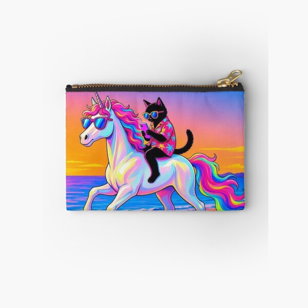 Item preview, Cool Cat Riding Unicorn – Sunset Beach Fantasy Illustration designed and sold by Dogandesighn.
