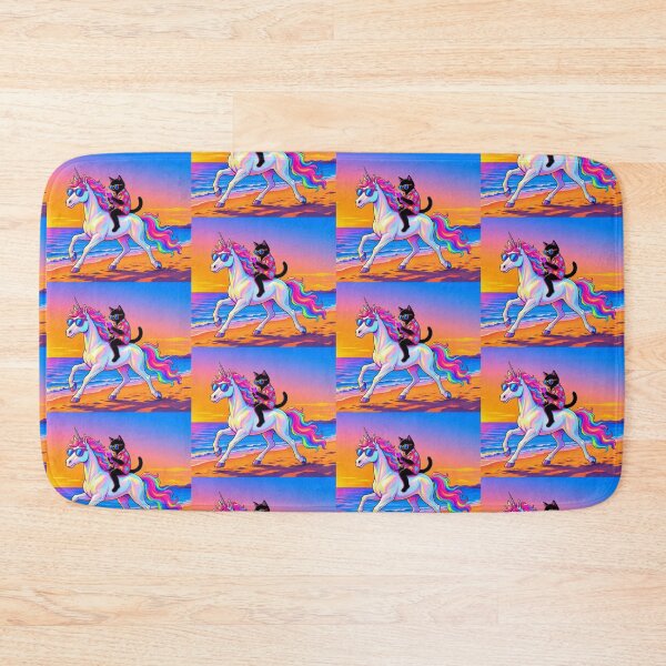 Item preview, Cool Cat Riding Unicorn – Sunset Beach Fantasy Illustration designed and sold by Dogandesighn.