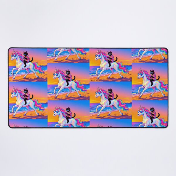 Item preview, Cool Cat Riding Unicorn – Sunset Beach Fantasy Illustration designed and sold by Dogandesighn.