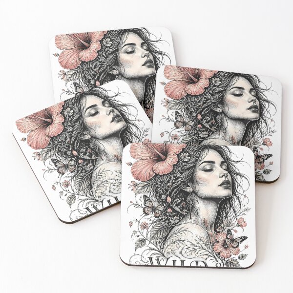 Item preview, Wild And Timeless Hibiscus Female Portrait Graphic designed and sold by InkDriveStudio.