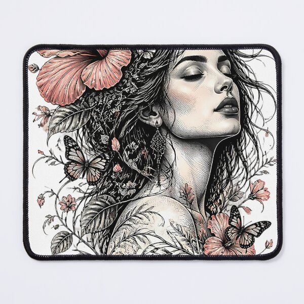 Item preview, Wild And Timeless Hibiscus Female Portrait Graphic designed and sold by InkDriveStudio.