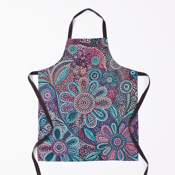 Item preview, Aboriginal Dot Painting Floral Aquamarine Purple Flowers designed and sold by GrinGalore.