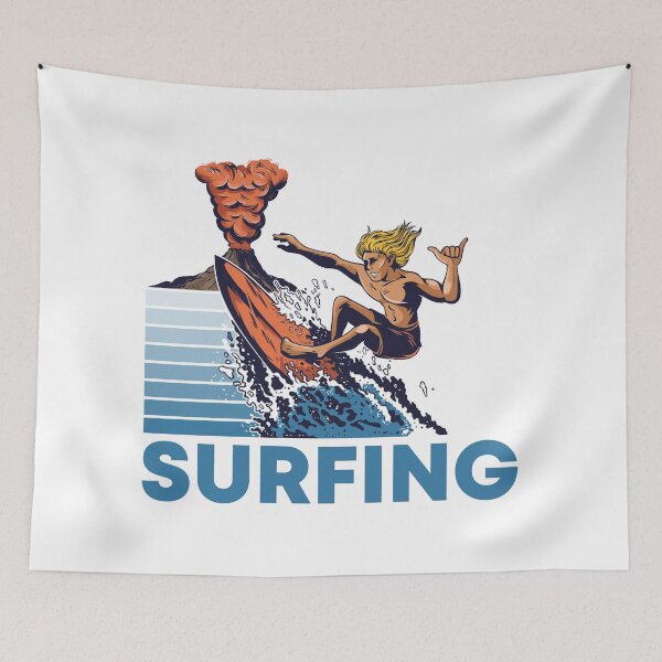 Item preview, Extreme Volcano Surfing Retro Surfer Wave designed and sold by heedooppod.
