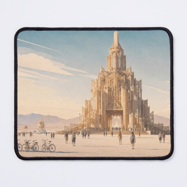 Item preview, Monumental Wooden Temple on a Desert Festival Playa designed and sold by MoonSkyArt.