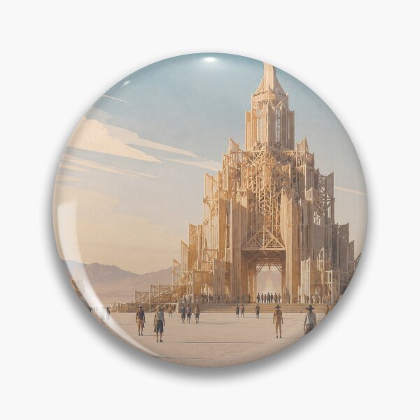 Item preview, Monumental Wooden Temple on a Desert Festival Playa designed and sold by MoonSkyArt.