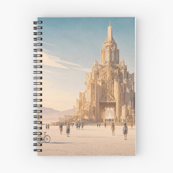 Item preview, Monumental Wooden Temple on a Desert Festival Playa designed and sold by MoonSkyArt.