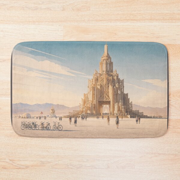 Item preview, Monumental Wooden Temple on a Desert Festival Playa designed and sold by MoonSkyArt.