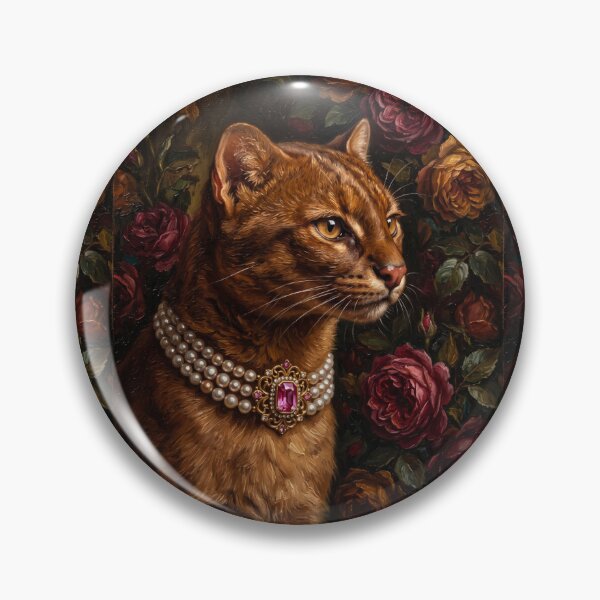 Item preview, Noble Jaguarundi Portrait with Pink Gem Necklace designed and sold by Real Beast Art.