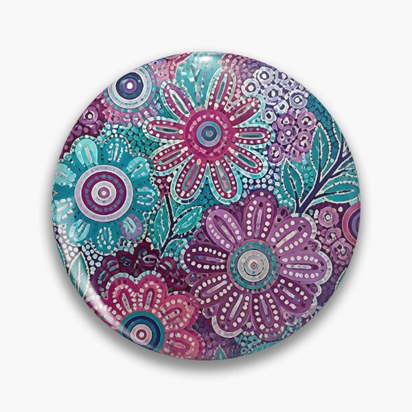 Item preview, Aboriginal Inspired Dot Art - Floral Aquamarine Teal Purple  designed and sold by GrinGalore.