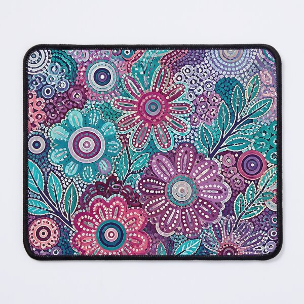 Item preview, Aboriginal Inspired Dot Art - Floral Aquamarine Teal Purple designed and sold by GrinGalore.
