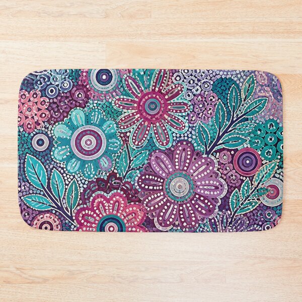 Item preview, Aboriginal Inspired Dot Art - Floral Aquamarine Teal Purple  designed and sold by GrinGalore.