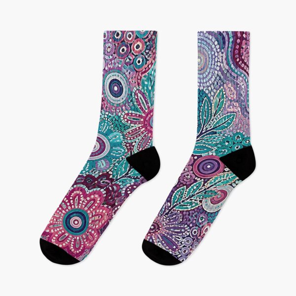 Item preview, Aboriginal Inspired Dot Art - Floral Aquamarine Teal Purple  designed and sold by GrinGalore.