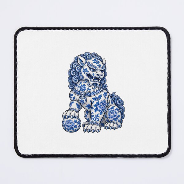 Item preview, Porcelain Guardian - Oriental Floral Foo Dog Art designed and sold by Odinsshop.