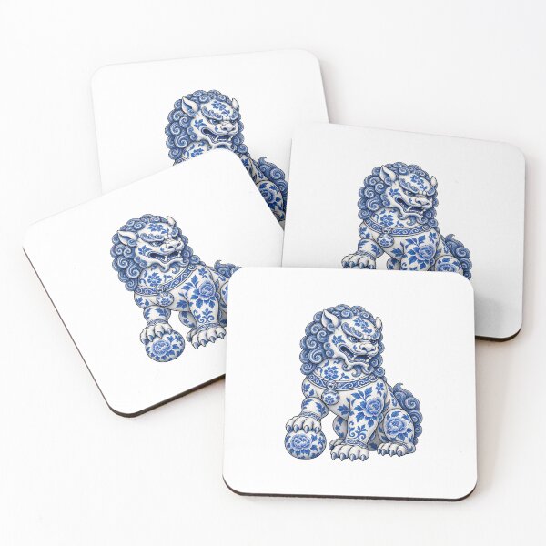 Item preview, Porcelain Guardian - Oriental Floral Foo Dog Art designed and sold by Odinsshop.
