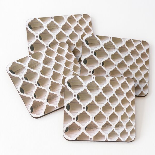Item preview, White Lattice Pattern of Plastic Panels Stacked in a Repeating Geometric Grid designed and sold by Nmallia.
