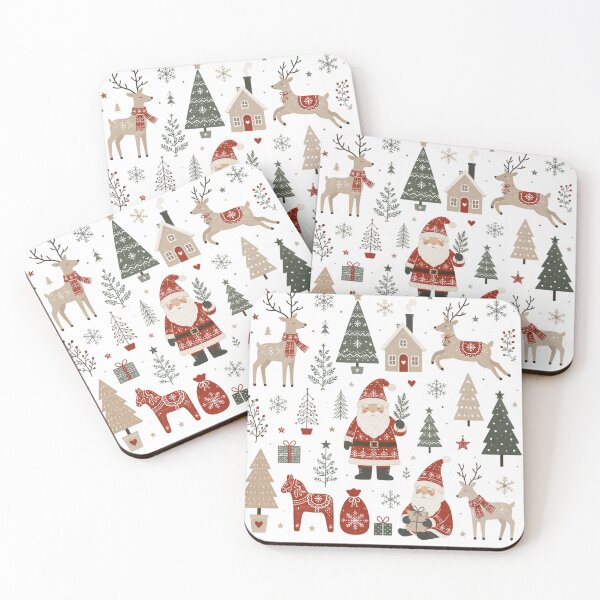 Item preview, Vintage Scandinavian Christmas Santa Reindeer Pattern designed and sold by DreamPixelPrint.