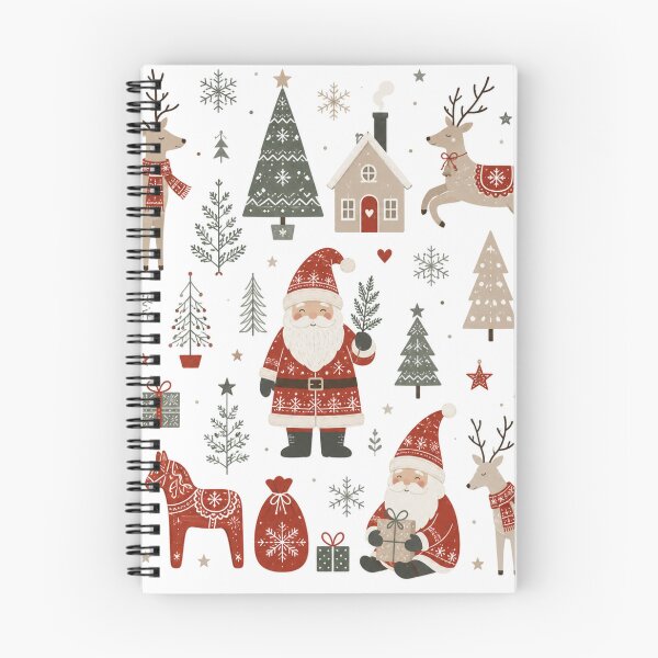 Item preview, Vintage Scandinavian Christmas Santa Reindeer Pattern designed and sold by DreamPixelPrint.