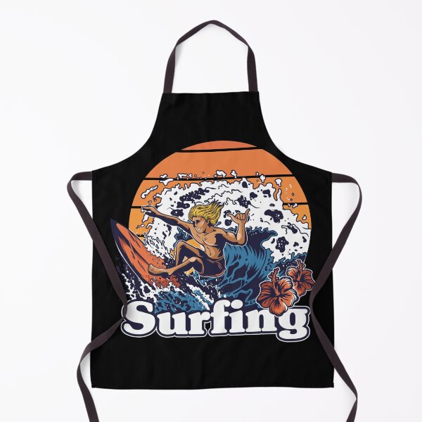Item preview, Retro Surfing Sunset Ocean Waves Hibiscus Surfer designed and sold by heedooppod.