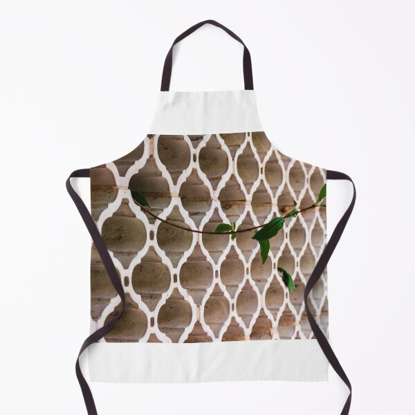 Item preview, Vines Climb Through White Lattice Fence Against Aged Brick Wall In Sunlight designed and sold by Nmallia.