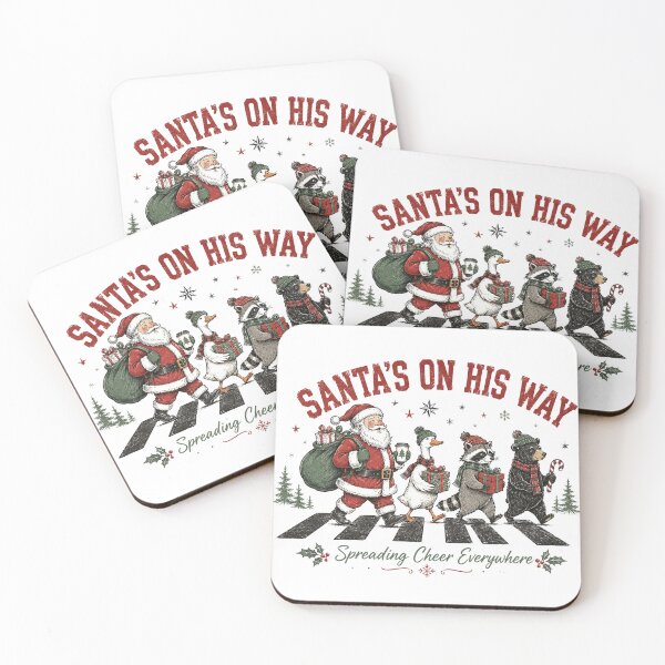 Item preview, Santa's On His Way Retro Christmas Animal Squad designed and sold by DYAFLK.