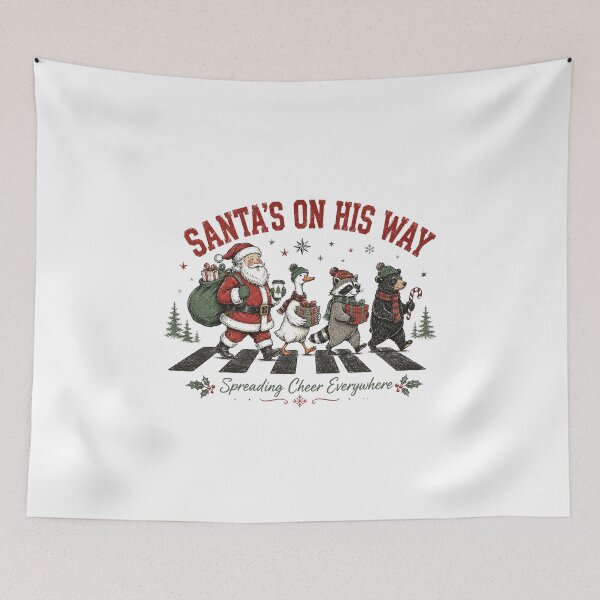 Item preview, Santa's On His Way Retro Christmas Animal Squad designed and sold by DYAFLK.