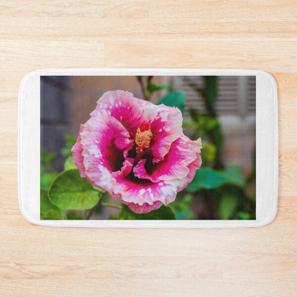 Item preview, Pink Hibiscus Flower in Full Bloom with Bright Petals and Lush Green Garden Background Outdoor designed and sold by Nmallia.