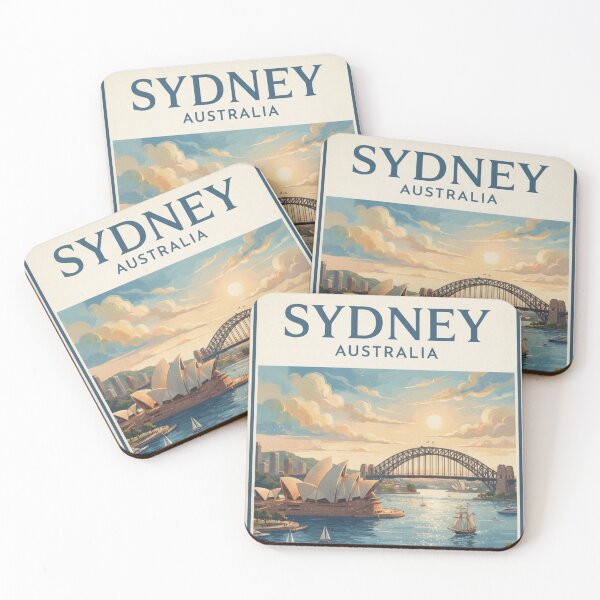 Item preview, Sydney Australia Vintage Travel Poster – Opera House & Harbour Bridge designed and sold by ElartedeNoel.
